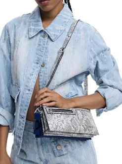 Sacs amovibles porté épaule bleu et python ornés du logo de la marque