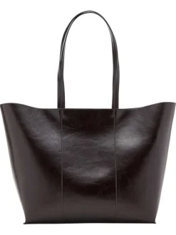 Sac shopping chocolat uni pourvu d'une fermeture avec aimant