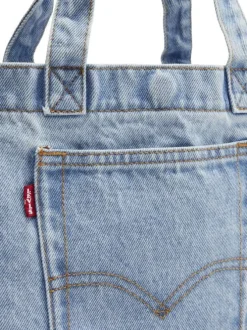 Sac shopping en coton jean's uni avec une fermeture bouton-pression