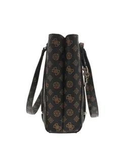 Sac shopping marron à imprimé monogrammes avec fermeture zippée