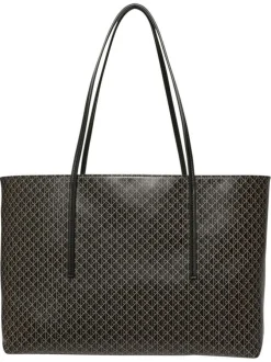Sac shopping noir avec des motifs monogrammes et muni de deux anses