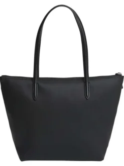 Sac shopping noir pourvu d'une fermeture zippée et du logo de la marque