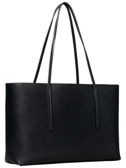 Sac shopping noir uni muni d'une anse et d'une pochette à zip