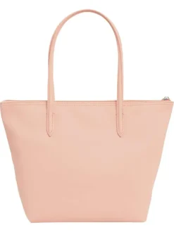 Sac shopping saumon pourvu d'une fermeture zippée et du logo de la marque