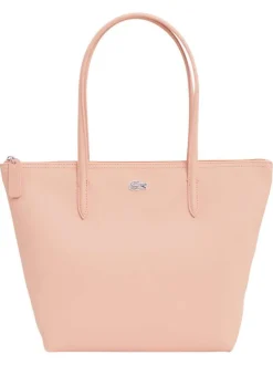 Sac shopping saumon pourvu d'une fermeture zippée et du logo de la marque