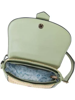 Sac vert d'eau uni et maille effet osier avec une bandoulière réglable