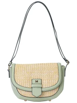 Sac vert d'eau uni et maille effet osier avec une bandoulière réglable