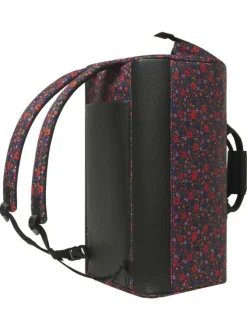 Sac weekender Maupiti noir et rouge à imprimé floral avec 2 pochettes
