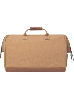 Sac weekender Moscow camel uni en simili cuir avec 2 pochettes