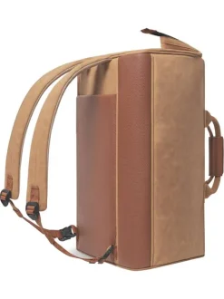 Sac weekender Moscow camel uni en simili cuir avec 2 pochettes
