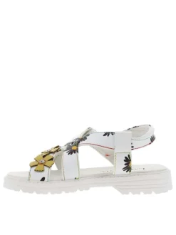 Sandales blanches pour fille en cuir à fleurs JULERON