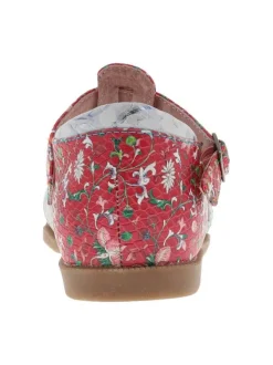 Sandales rouges pour fille en cuir à fleurs JULIANA
