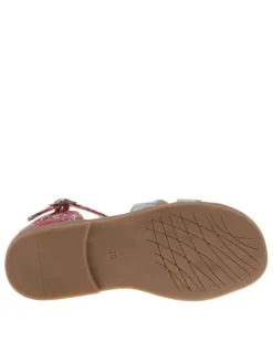 Sandales rouges pour fille en cuir à fleurs JULIANA