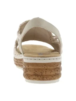 Sandales beiges avec une tige en tressage et à talon compensé bas