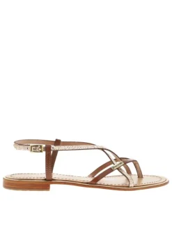 Sandales en cuir marrons avec des sangles et à talon décroché bas