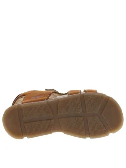 Sandales en cuir nubuck brun à semelle résinée et bandes auto-agrippantes