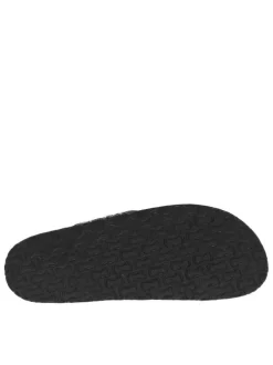 Sandales entre-doigts à glitter argent et noir, plates à première pur cuir