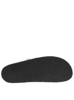 Sandales entre-doigts à glitter argenté, plates à première pur cuir