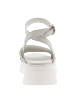 Sandales femme en cuir à plateforme compensées blanc cassé, gris