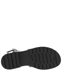 Sandales noires avec des sangles à talon décroché moyen et à boucle à ardillon