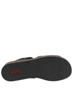 Sandales noires avec une tige en tressage élastiquée et à talon compensé bas