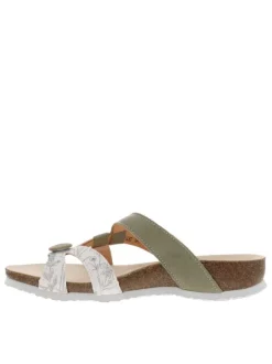 Sandales semi-compensées à première en cuir suède et bride entre-doigts
