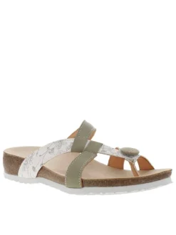 Sandales semi-compensées à première en cuir suède et bride entre-doigts