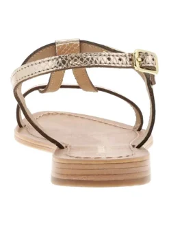 Sandales à talon plat Hamat dorées en cuir effet peau de serpent