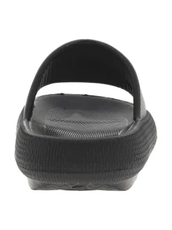 Sandales végan monochromes noires à semelle compensée et première ergonomique