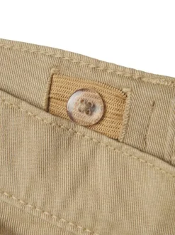 Short 5 poches en coton beige uni à coupe regular fit et à taille basse