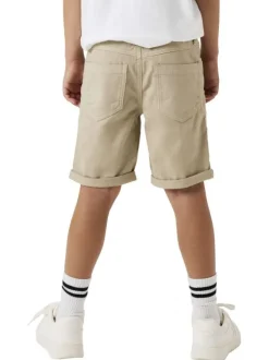 Short 5 poches en coton beige uni à coupe regular fit et à taille basse