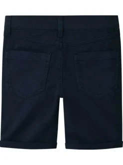 Short 5 poches en coton bleu marine uni à coupe regular fit et à taille basse