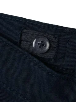 Short 5 poches en coton bleu marine uni à coupe regular fit et à taille basse