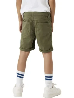 Short 5 poches en coton kaki uni à coupe regular fit et à taille basse