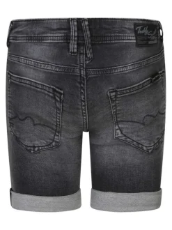 Short 5 poches en coton mélangé anthracite uni avec une coupe droite