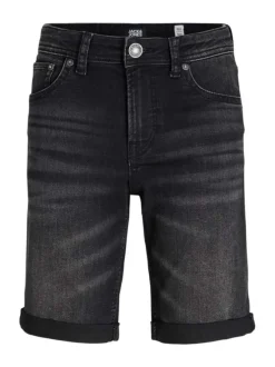 Short 5 Poches Rick en coton noir uni coupe slim et 3 poches avants