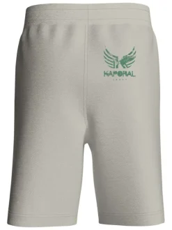 Short beige uni avec une coupe droite et un lien de serrage à la taille