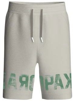 Short beige uni avec une coupe droite et un lien de serrage à la taille