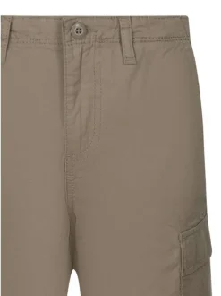 Short cargo en coton beige uni pourvu d'une coupe droite et de multiples poches