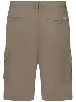 Short cargo en coton beige uni pourvu d'une coupe droite et de multiples poches