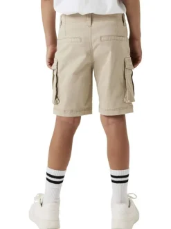Short cargo en coton beige uni avec une coupe regular fit et une taille basse