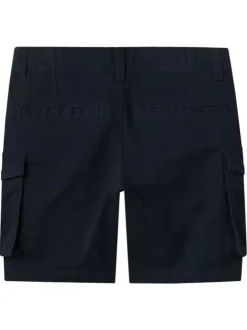 Short cargo en coton bleu marine uni avec une coupe regular fit