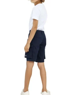 Short cargo en coton bleu marine uni avec une coupe regular fit