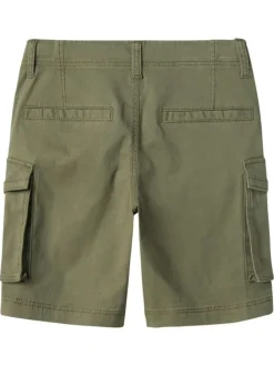 Short cargo en coton kaki uni avec une coupe regular fit et une taille basse
