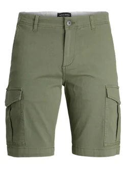 Short Cargo en coton kaki uni avec une coupe cargo et des poches aux cuisses