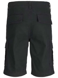 Short cargo en coton noir monochrome à coupe droite avec 6 poches