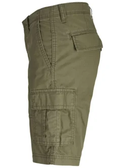 Short cargo kaki monochrome en coton avec 6 poches et une coupe droite