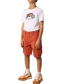 Short cargo rouille uni à coupe droite avec des poches à rabat sur les côtés