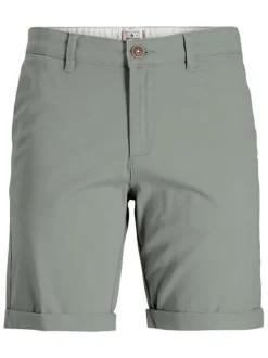 Short Chino David en coton vert d'eau uni avec une coupe chino