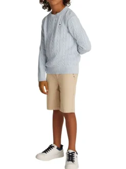Short Chino en coton beige uni avec poches à l'italienne à l'avant